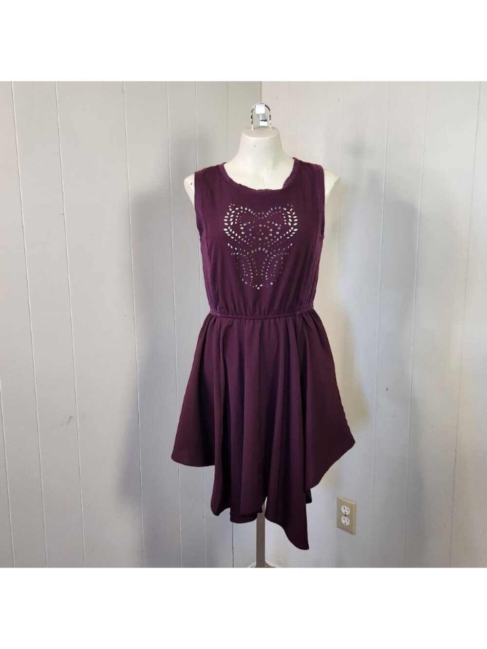 Element Purple Sleeveless A-Line Fit & Flare Summer Dress Sundress Cut-Out